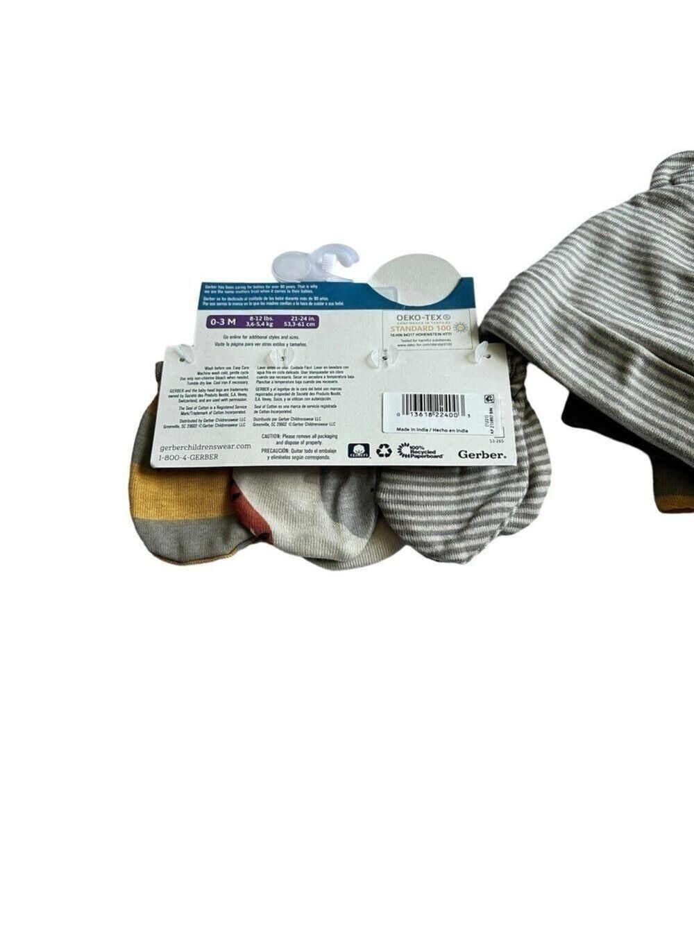 Gerber Baby 3-Pack Mittens 5-Pack Infant Hats‎ - Picture 5 of 6